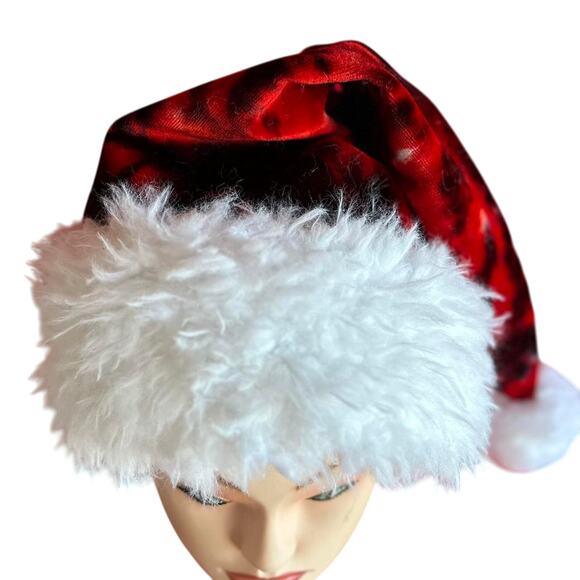 Santa Hat Handcrafted Hippie Sewn Snow Bunny Winter Holiday Christmas Headcover - Picture 2 of 6